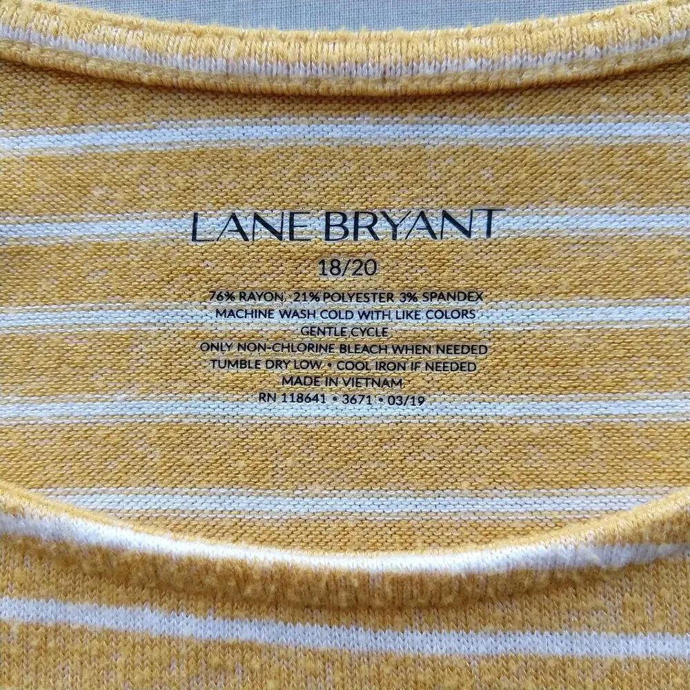 Lane Bryant Sunshine Striped Tunic Top 18 / 20 lightweight sweater short sleeves - Picture 8 of 12